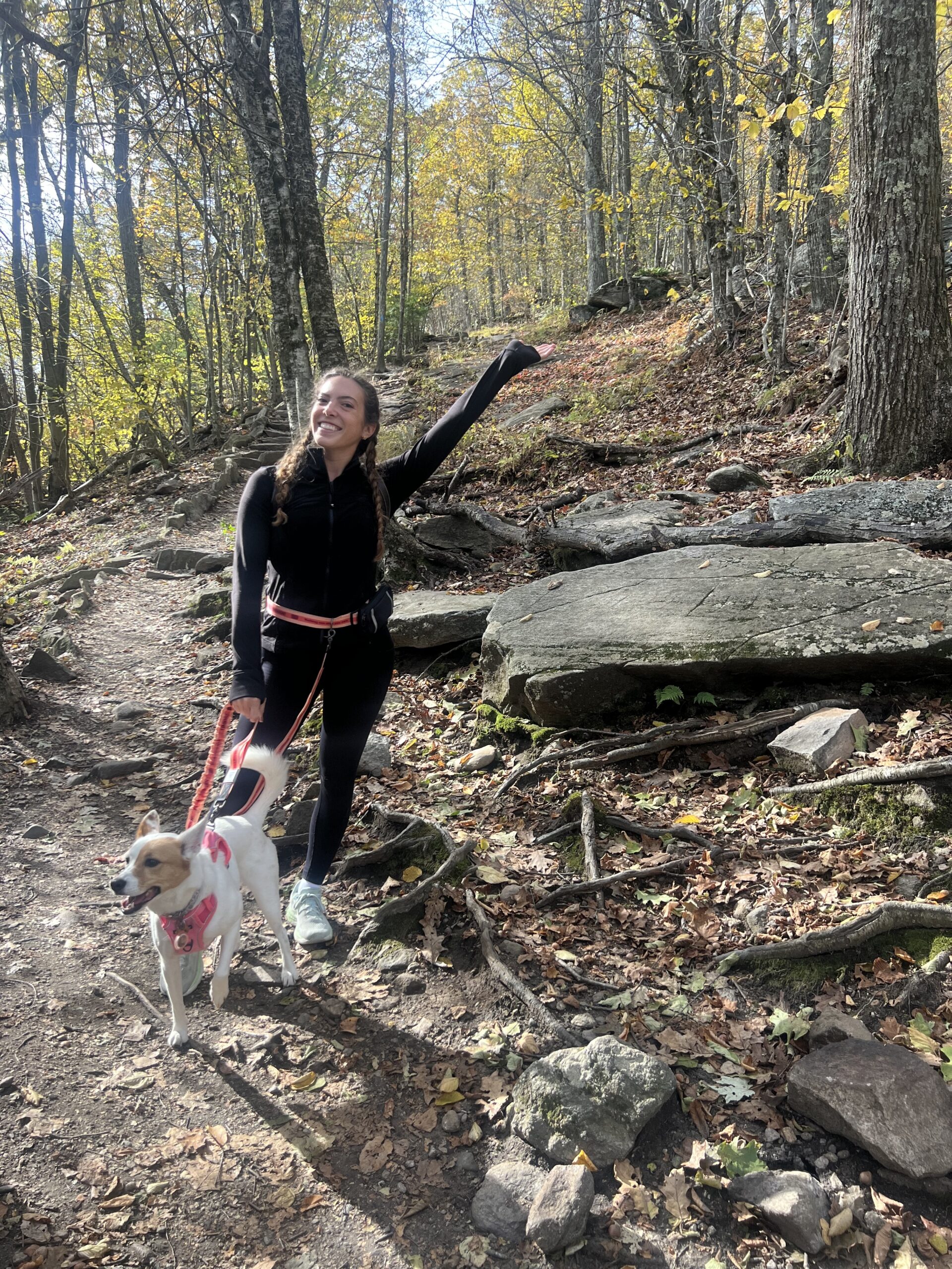 bella schuman hiking with her dog