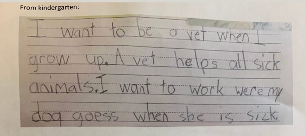 note from Dr. Schuman in kindergarten